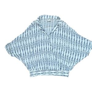 Anthropologie Postmark NWOT Ikat Batwing Blouse | Blue & White Dolman Top | M/L